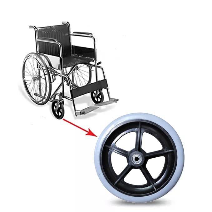 eOnekart Premium Imported 8 Inch Front Caster PU Wheel Replacement for Wheelchair With Bearing - Grey (Pack of 1)