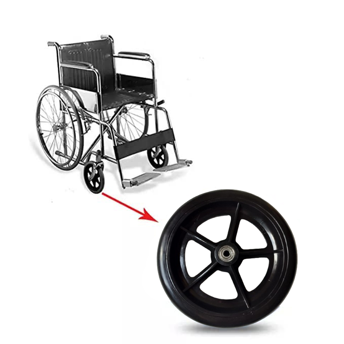 8 Inch Front Caster Wheel for Wheelchair With Bearing (Pack of 2)