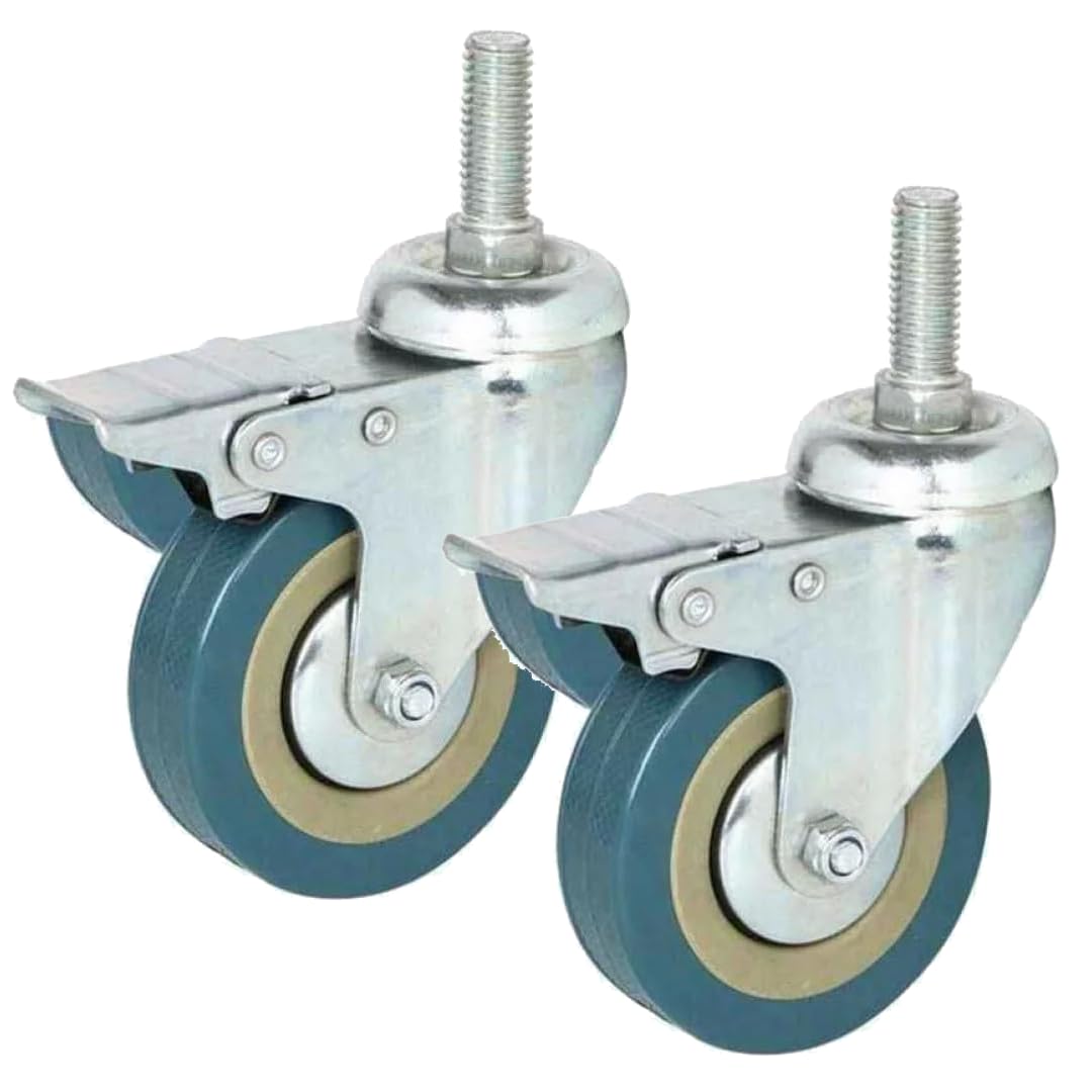 3 Inch Heavy-duty PVC Caster Wheel With Break Lock For Commode Chair (Pack of 2)