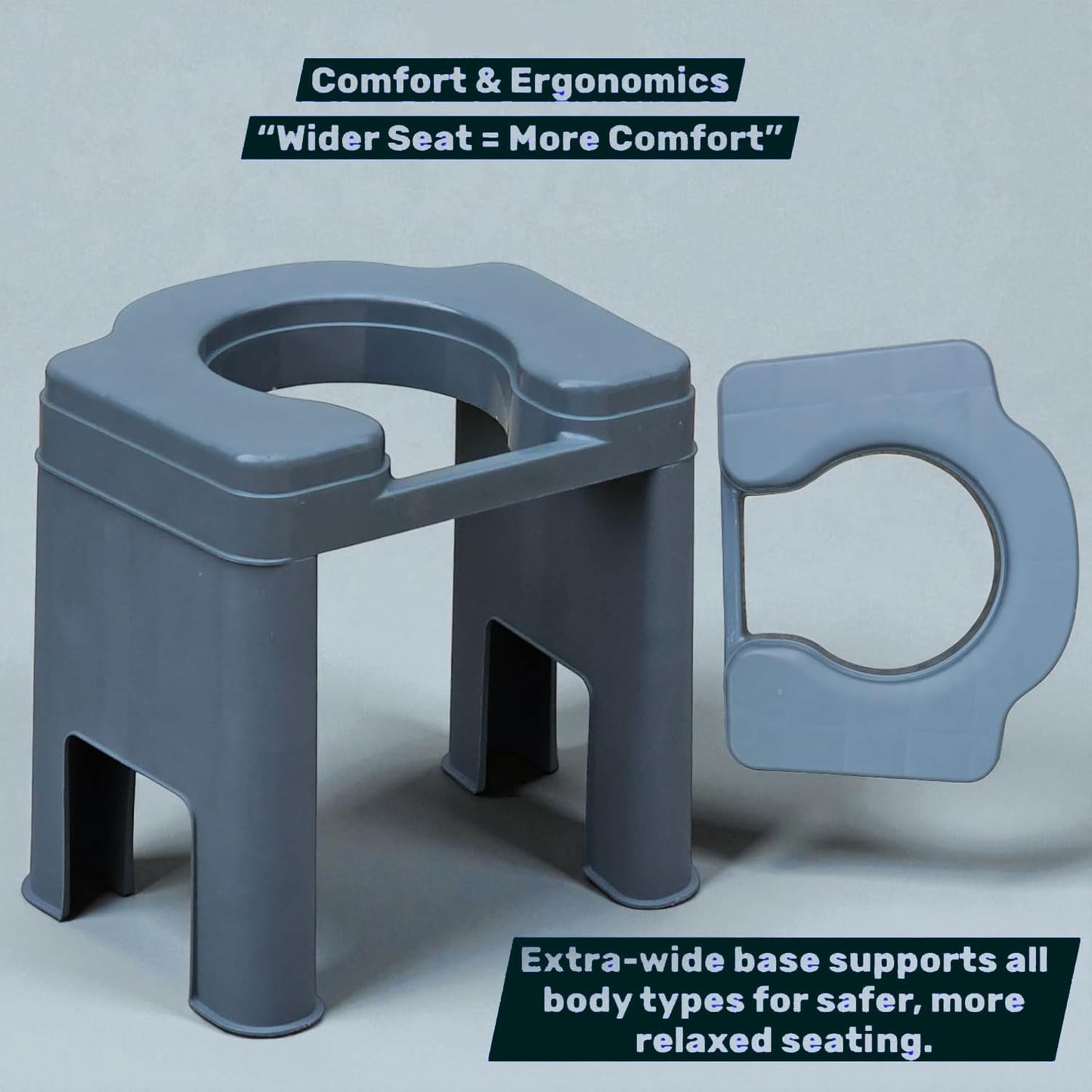 eOnekart Commode Toilet Stool Lightweight Portable Bathroom Aid Chair for Senior Citizens & Patients | 100 Kg Capacity | Durable Plastic Body | Home & Hospital Use | Easy to Clean Bedside Toilet Seat