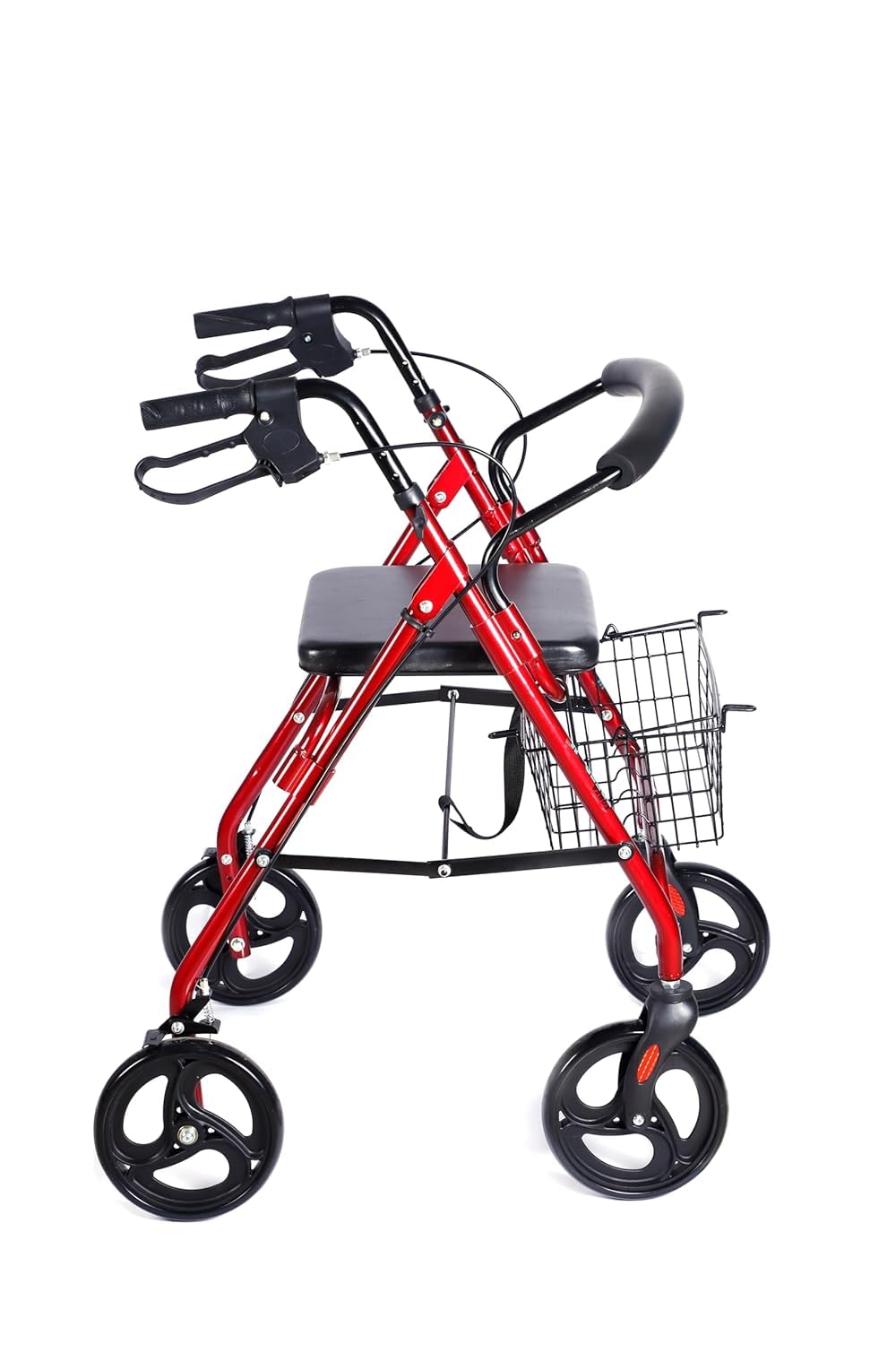 eOnekart Lightweight Foldable Height Adjustable Aluminum Steel Dual Use Rollator Walker with Seat & Removable Basket Weight Capacity 110 kg | Walker For Elderly Seniors Handicap Old People & Patients