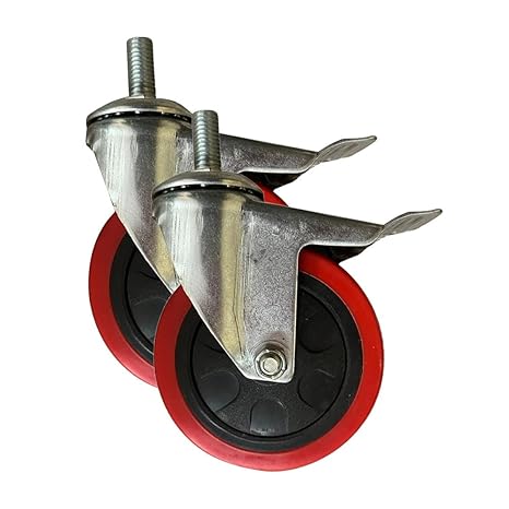 eOnekart 3 Inch Castor Wheel With Lock (Thread) Replacement for Wheelchair | Heavy Duty Durable Smooth Rolling Caster | Universal Front Wheel Spare Part for Wheelchair & Mobility Equipment (Pack of 2)
