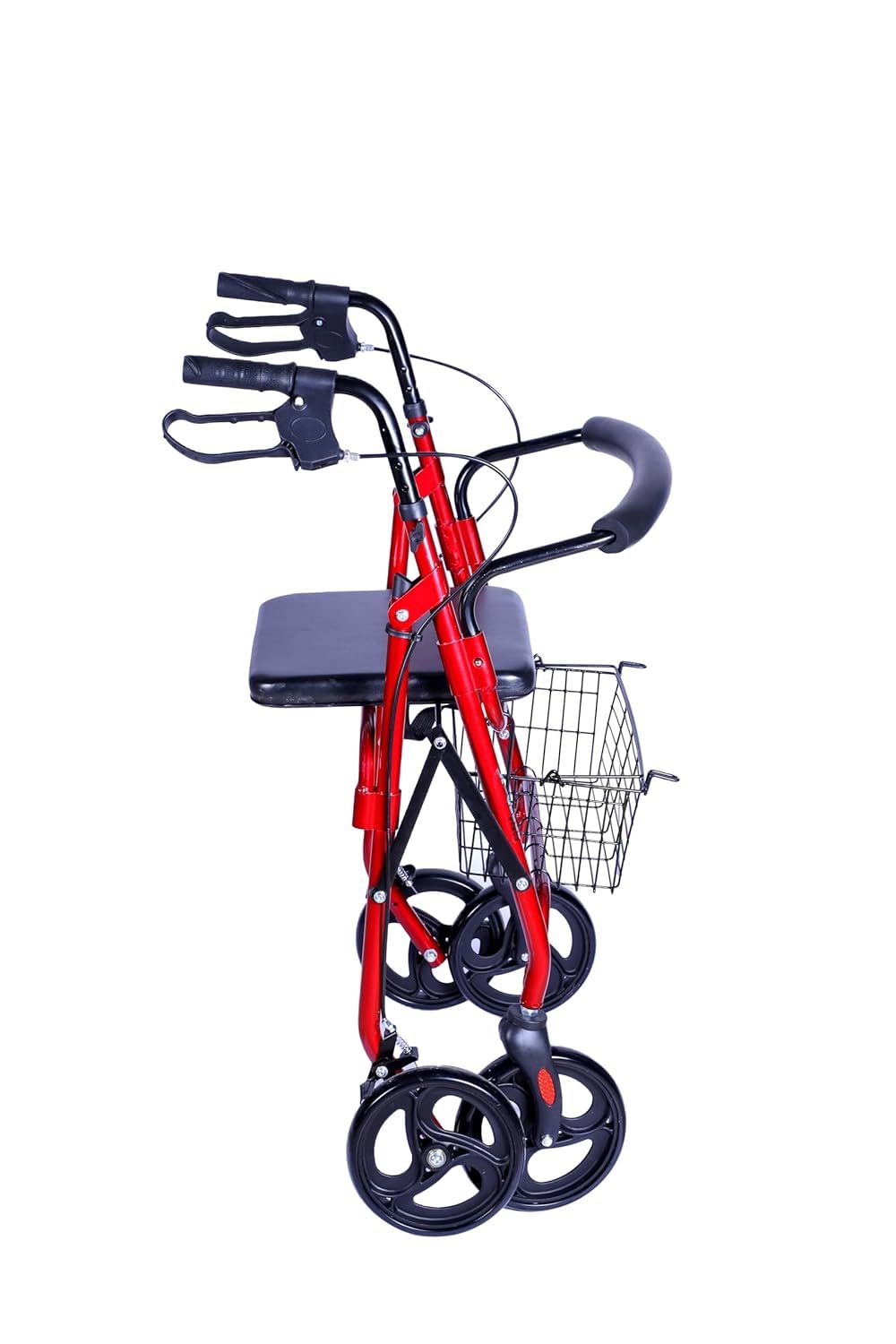 eOnekart Lightweight Foldable Height Adjustable Aluminum Steel Dual Use Rollator Walker with Seat & Removable Basket Weight Capacity 110 kg | Walker For Elderly Seniors Handicap Old People & Patients
