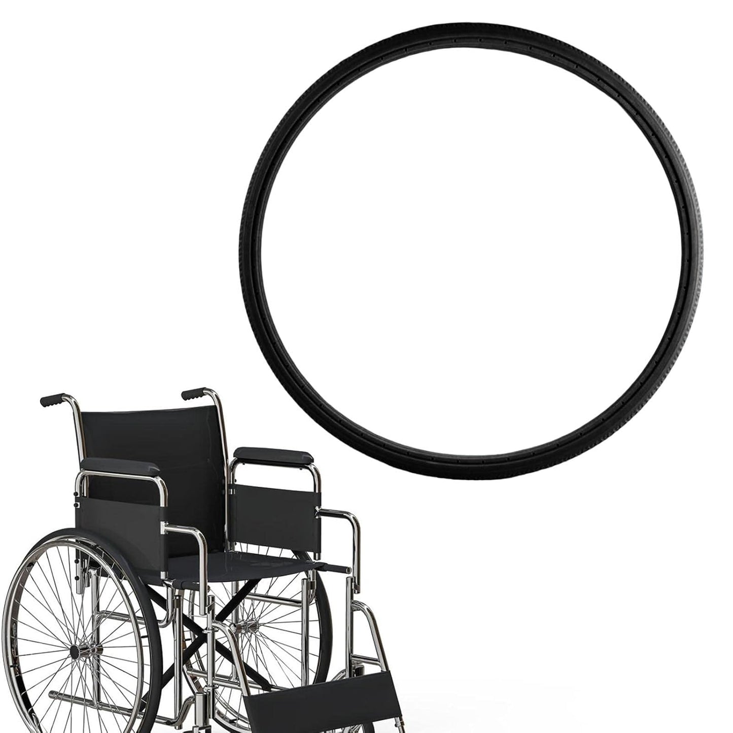 Replacement Wheelchair Puncture Proof Solid PU Rear Wheel Tires 22 Inch (22Γ1 3/8) Black (Pack Of 1)