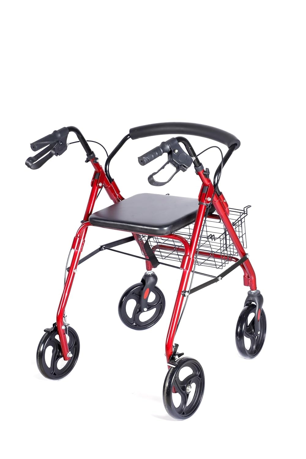 eOnekart Lightweight Foldable Height Adjustable Aluminum Steel Dual Use Rollator Walker with Seat & Removable Basket Weight Capacity 110 kg | Walker For Elderly Seniors Handicap Old People & Patients