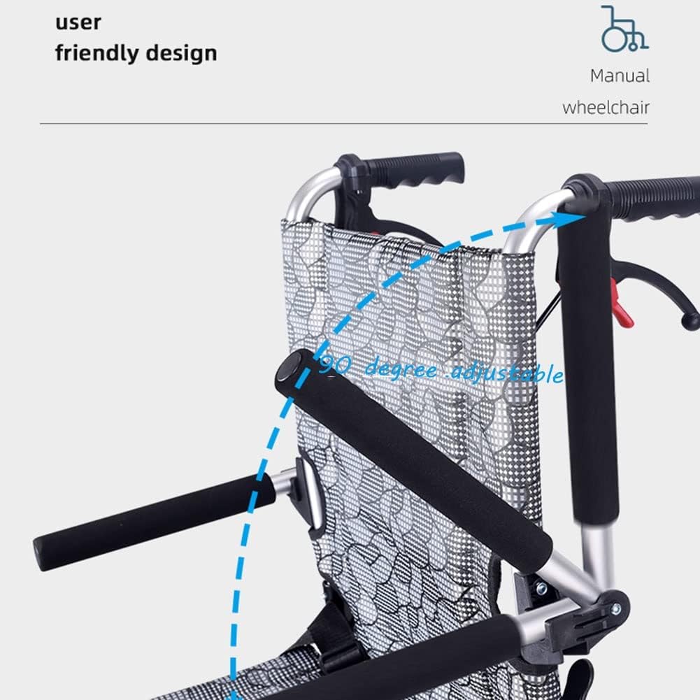Ultralightweight Compact Foldable Portable Aluminum Transit Wheelchair With Travelling Carry Bag - Flip Up Footrests & Armrests | Attendant Propelled With Brake For Adults, Elderly & Children