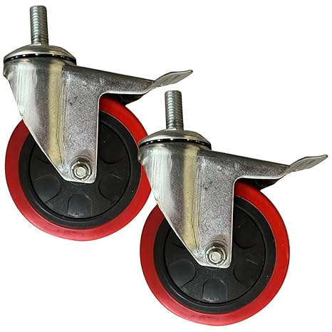 eOnekart 3 Inch Castor Wheel With Lock (Thread) Replacement for Wheelchair | Heavy Duty Durable Smooth Rolling Caster | Universal Front Wheel Spare Part for Wheelchair & Mobility Equipment (Pack of 2)