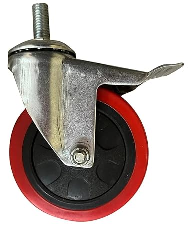 eOnekart 3 Inch Castor Wheel With Lock (Thread) Replacement for Wheelchair | Heavy Duty Durable Smooth Rolling Caster | Universal Front Wheel Spare Part for Wheelchair & Mobility Equipment (Pack of 2)