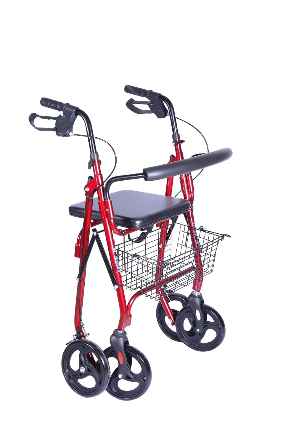 eOnekart Lightweight Foldable Height Adjustable Aluminum Steel Dual Use Rollator Walker with Seat & Removable Basket Weight Capacity 110 kg | Walker For Elderly Seniors Handicap Old People & Patients
