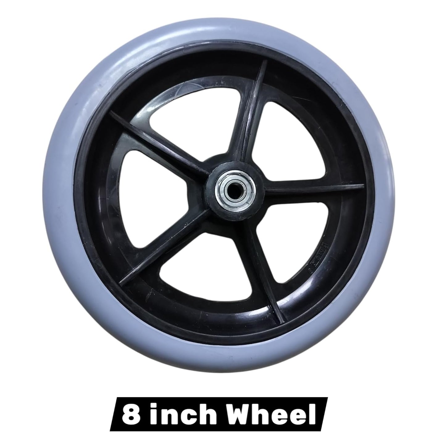 eOnekart Premium Imported 8 Inch Front Caster PU Wheel Replacement for Wheelchair With Bearing - Grey (Pack of 1)