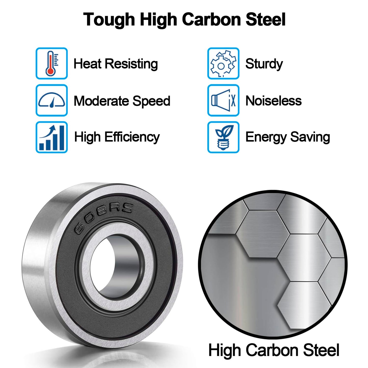 608RS (8x22x7mm) Ball Bearings Metal Double Shielded Radial Ball Bearings | 3D Printer or Robotics or DIY Projects or Wheelchair Wheel