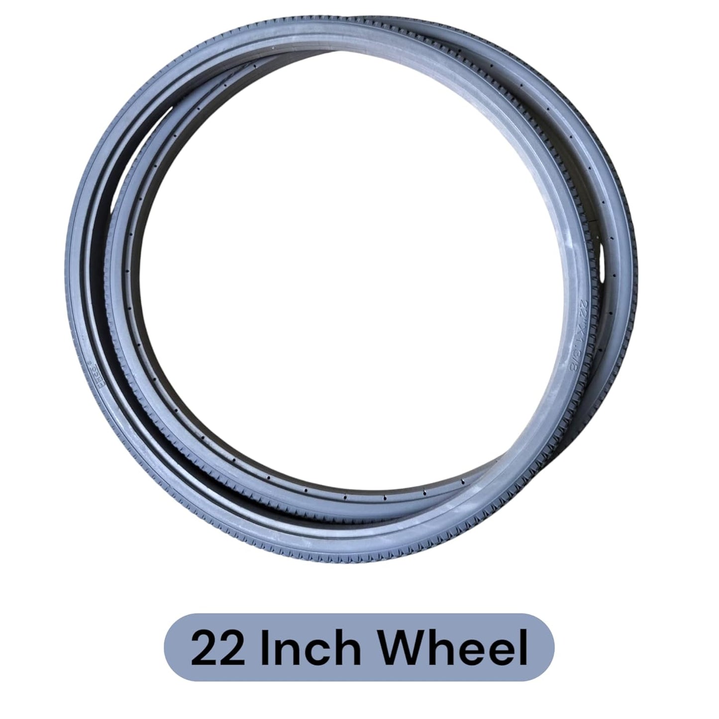 eOnekart 22 Inch (22×1 3/8) Replacement Wheelchair Puncture Proof Solid PU Rear Wheel Tires Grey (Pack Of 2)