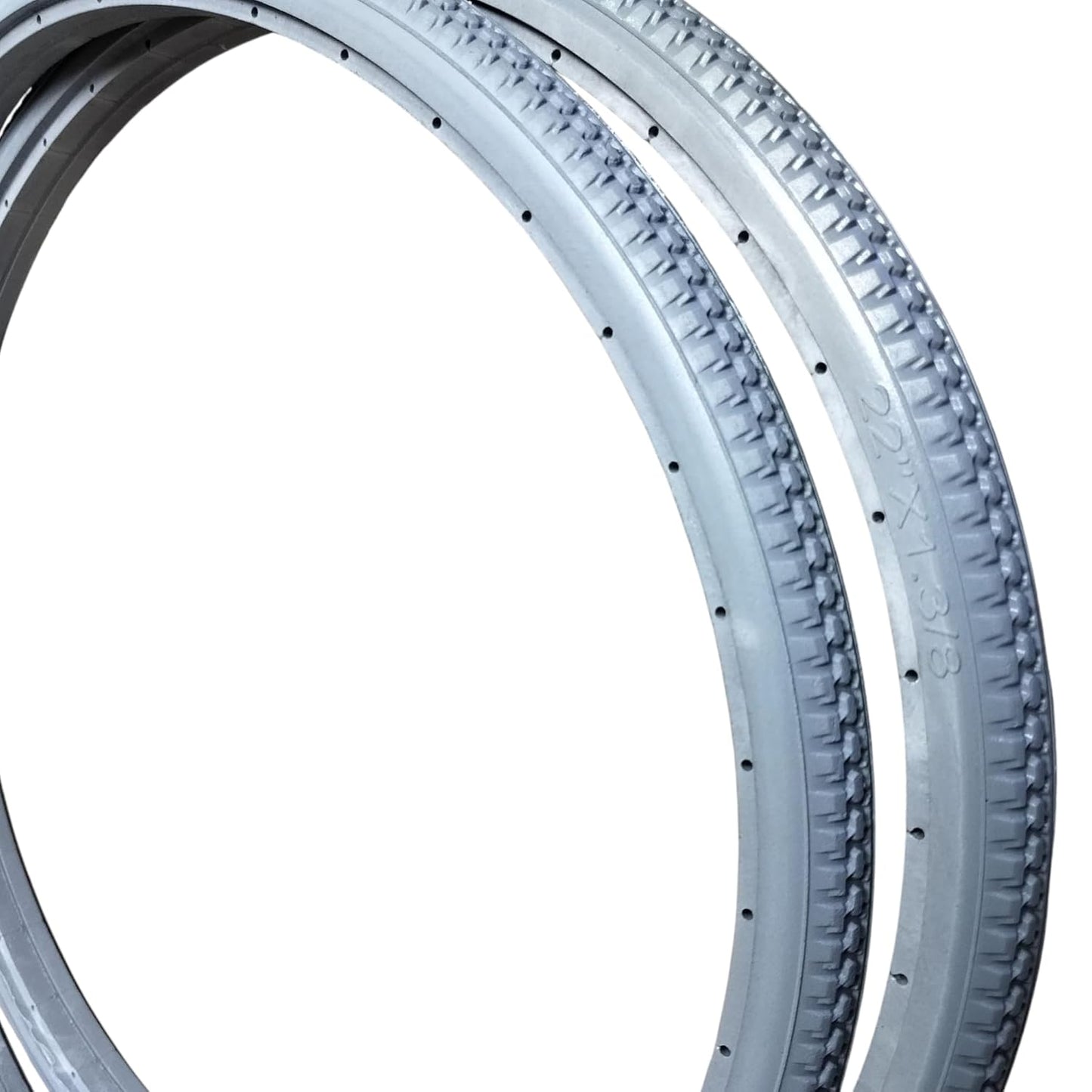 eOnekart 22 Inch (22×1 3/8) Replacement Wheelchair Puncture Proof Solid PU Rear Wheel Tires Grey (Pack Of 2)