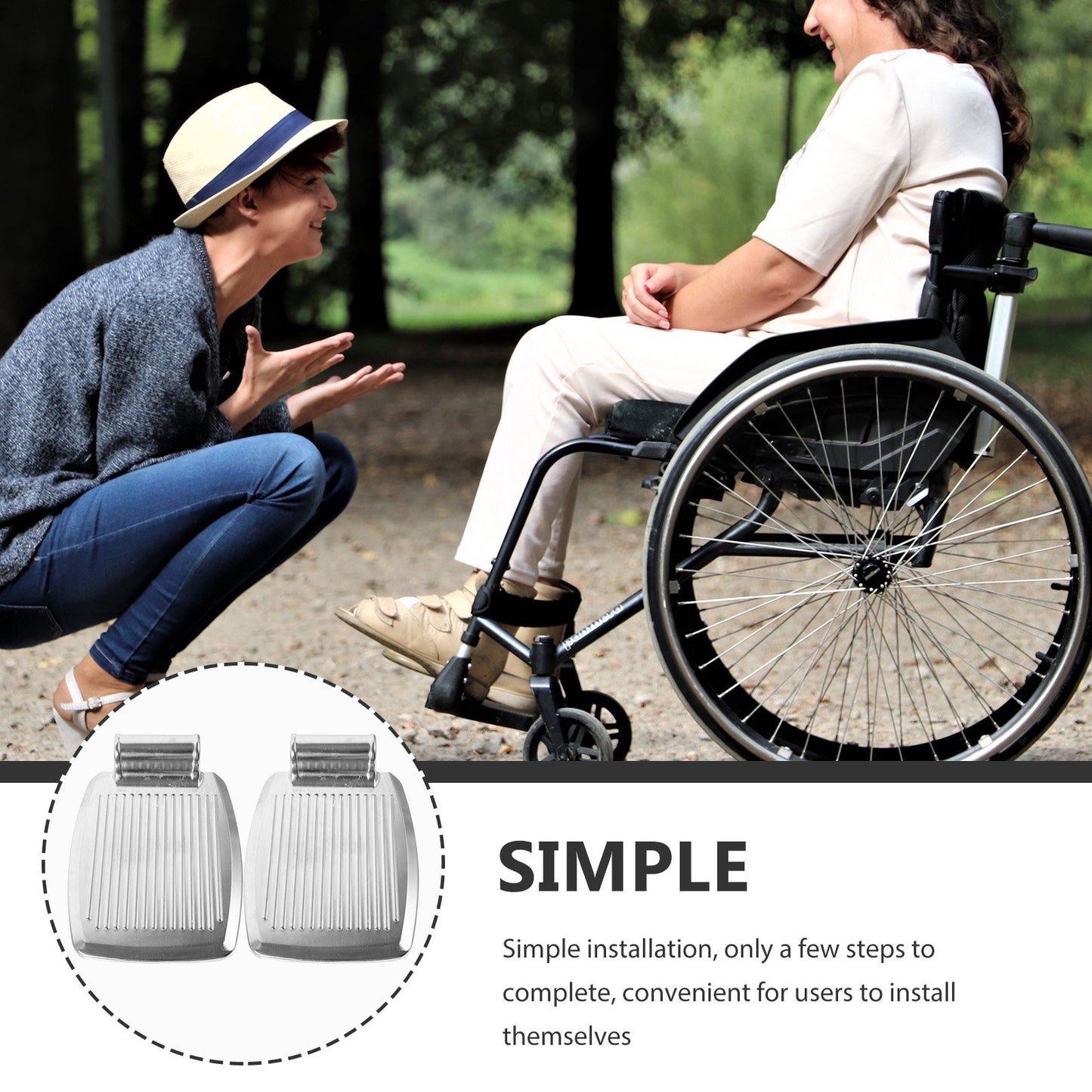 Wheelchair Footrest - Replacement Aluminium Foot Plate - Without Road Foot Rest