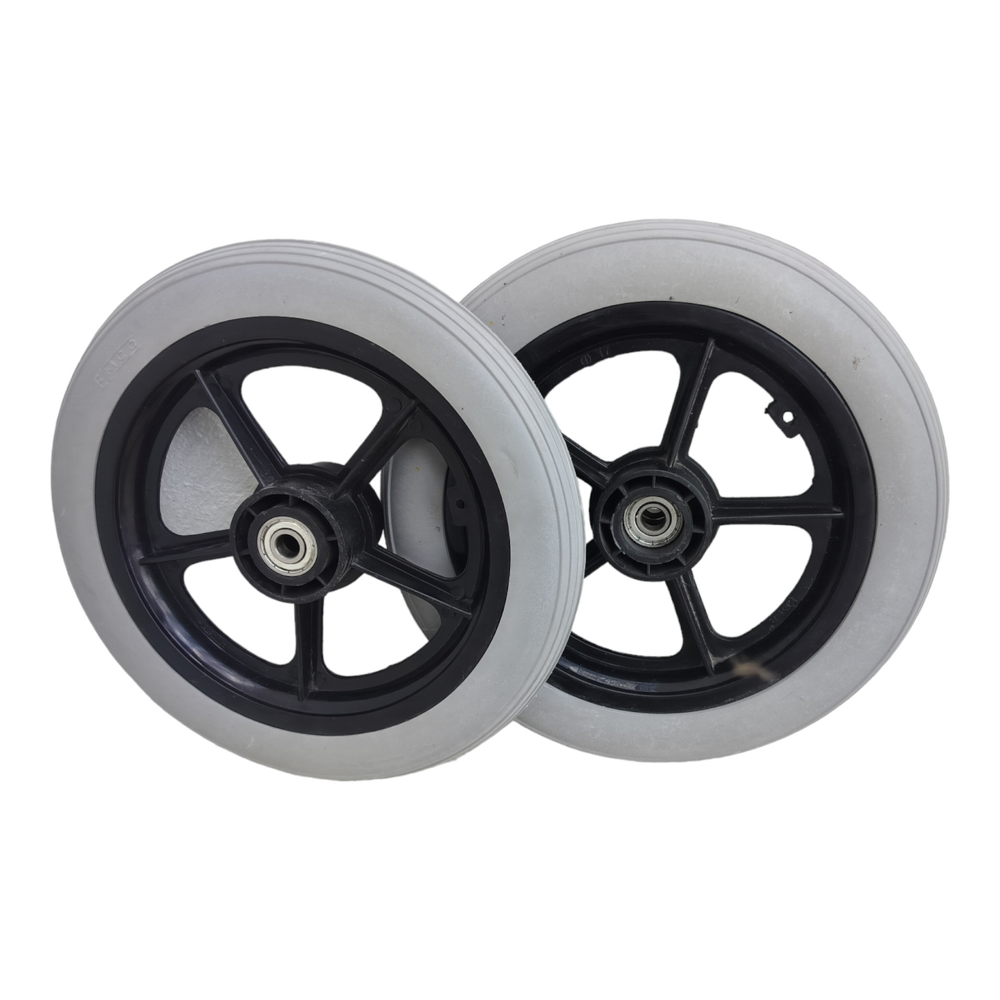 eOnekart 12 Inch Rear PU Hub PVC Wheel Replacement for Wheelchair With Bearing | Puncture Proof Solid Tire | Grey (Pack of 2)