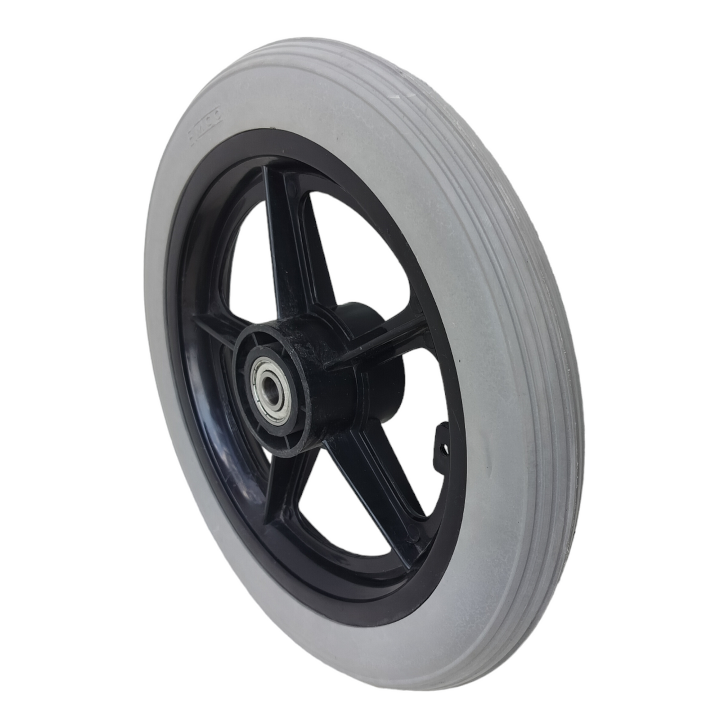 eOnekart 12 Inch Rear PU Hub PVC Wheel Replacement for Wheelchair With Bearing | Puncture Proof Solid Tire | Grey (Pack of 2)