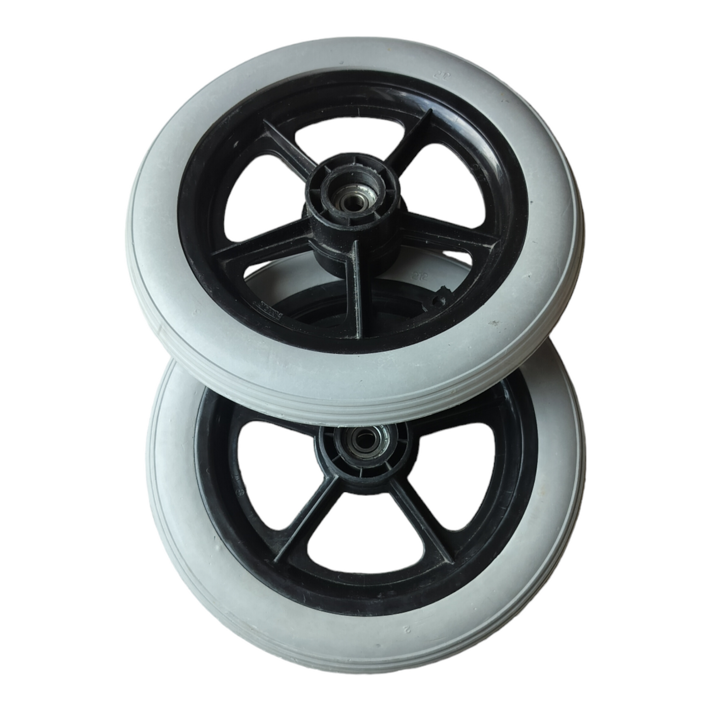 eOnekart 12 Inch Rear PU Hub PVC Wheel Replacement for Wheelchair With Bearing | Puncture Proof Solid Tire | Grey (Pack of 2)