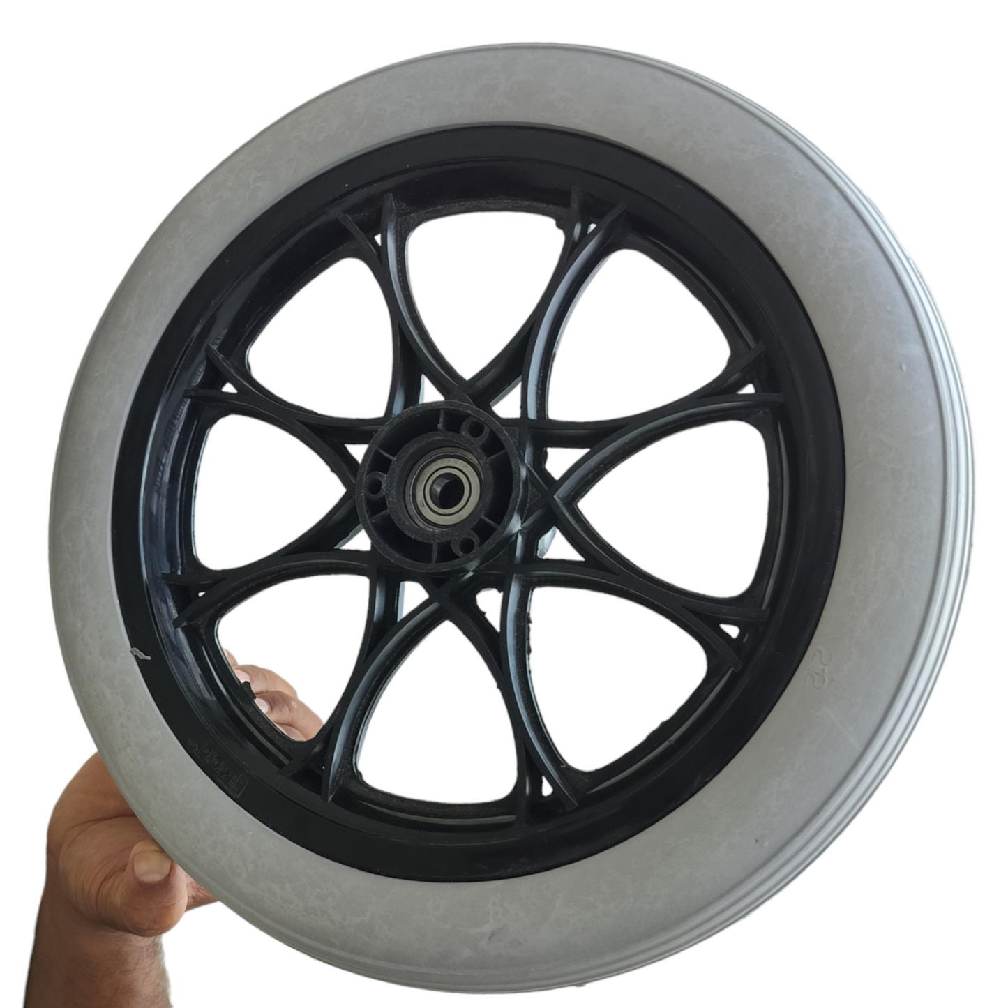14 Inch Rear PU Hub PVC Wheel Replacement for Wheelchair With Bearing | Puncture Proof Solid Tire (Pack of 2)