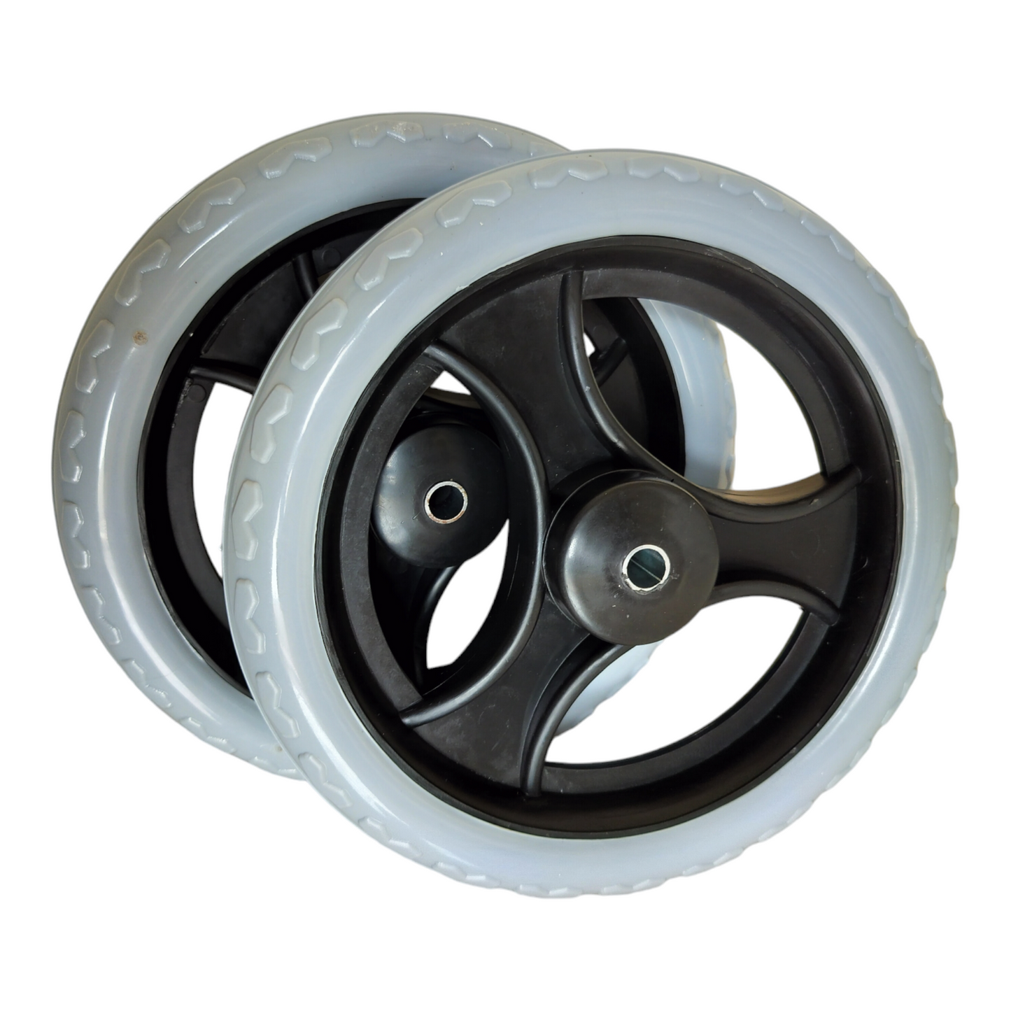 Premium Imported 8 Inch Front Caster Solid PU Wheel Replacement for Wheelchair With Bearing - Grey (Pack of 2)