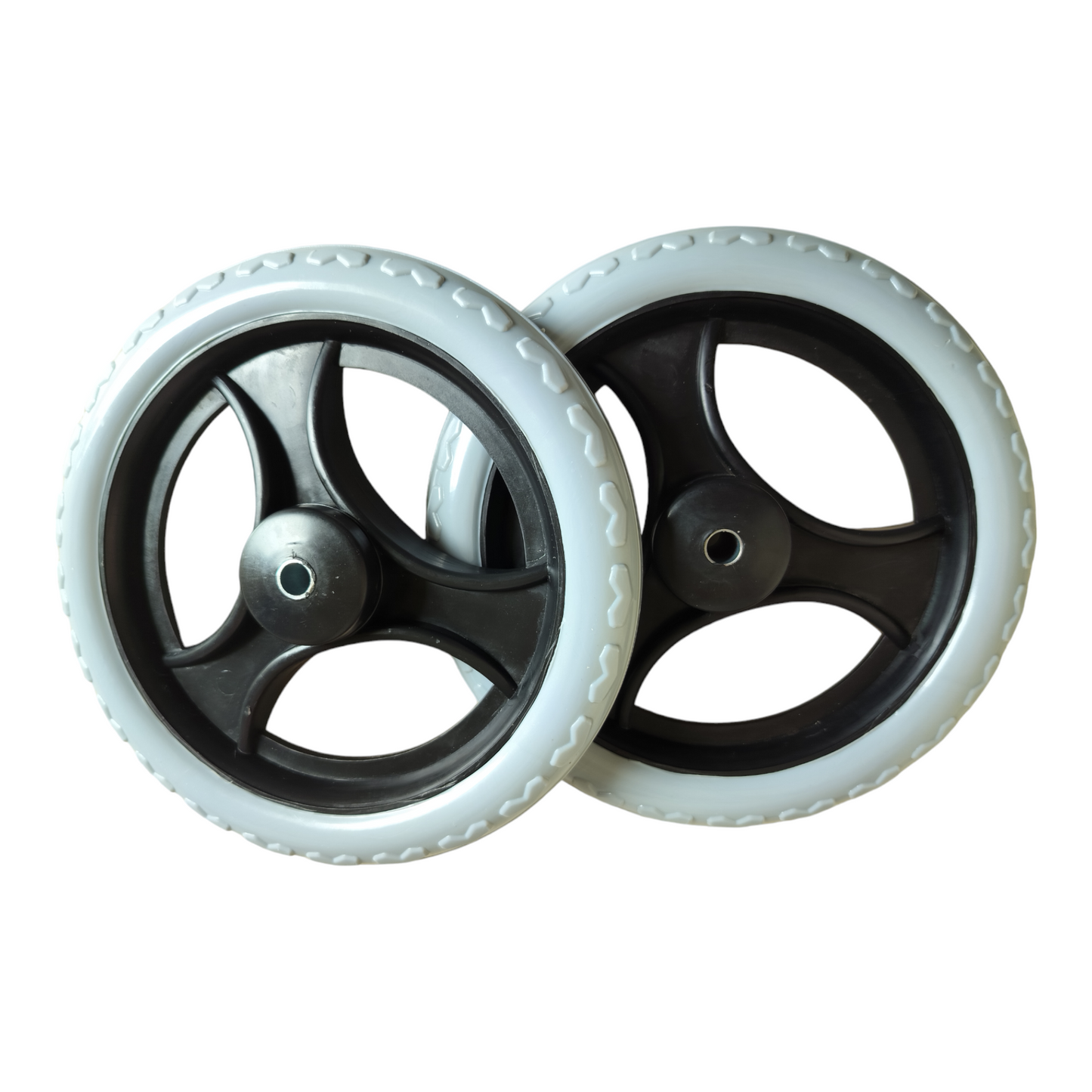 Premium Imported 8 Inch Front Caster Solid PU Wheel Replacement for Wheelchair With Bearing - Grey (Pack of 2)