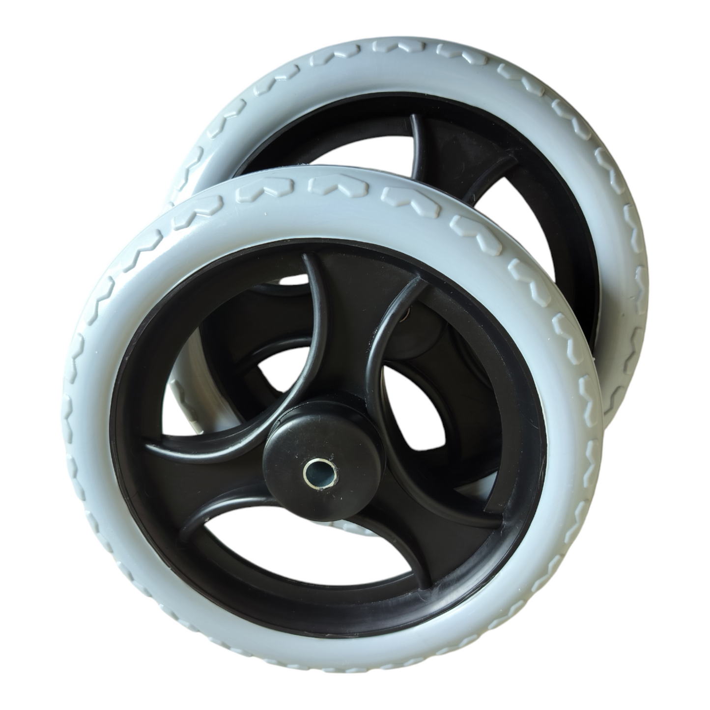 Premium Imported 8 Inch Front Caster Solid PU Wheel Replacement for Wheelchair With Bearing - Grey (Pack of 2)