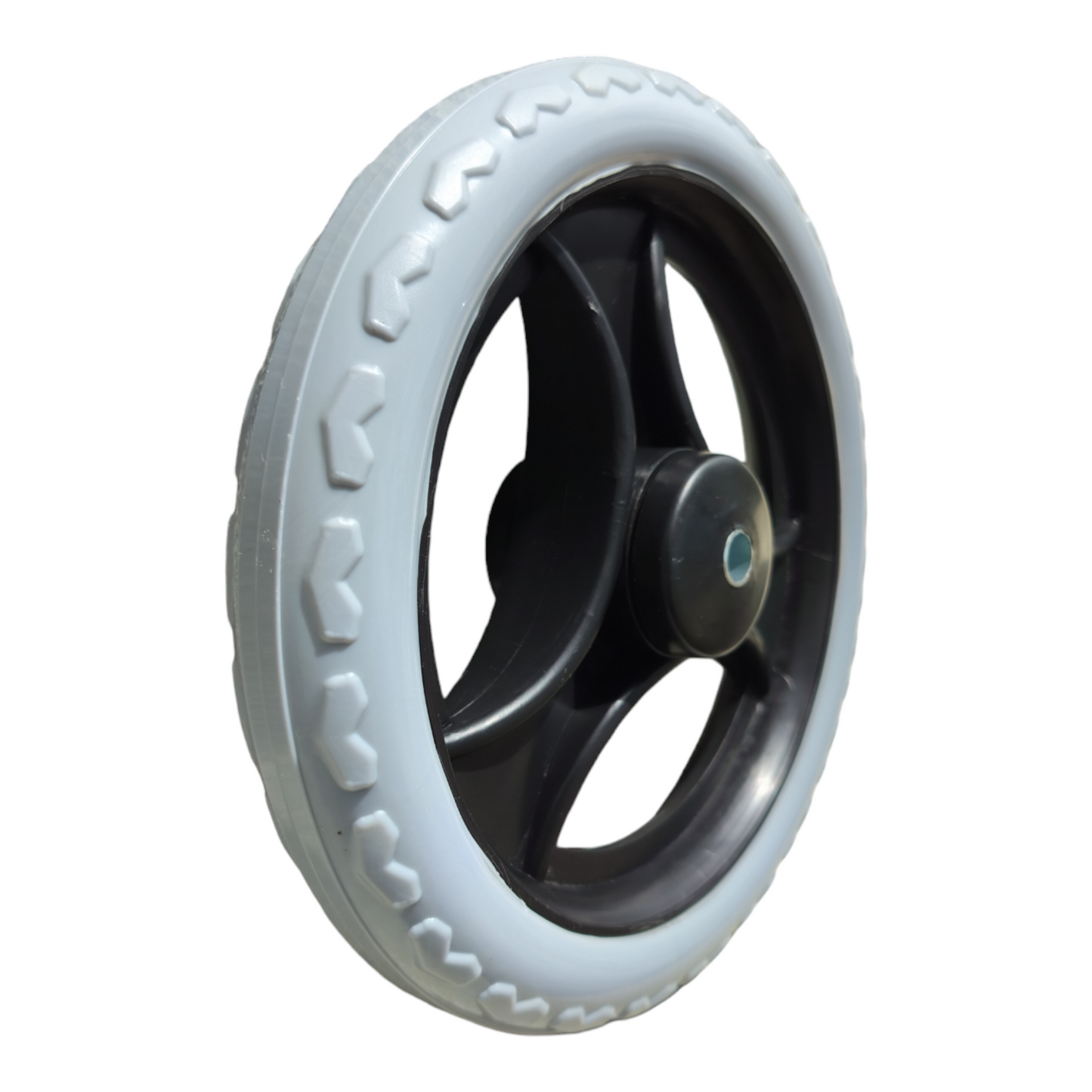 Premium Imported 8 Inch Front Caster Solid PU Wheel Replacement for Wheelchair With Bearing - Grey (Pack of 1)