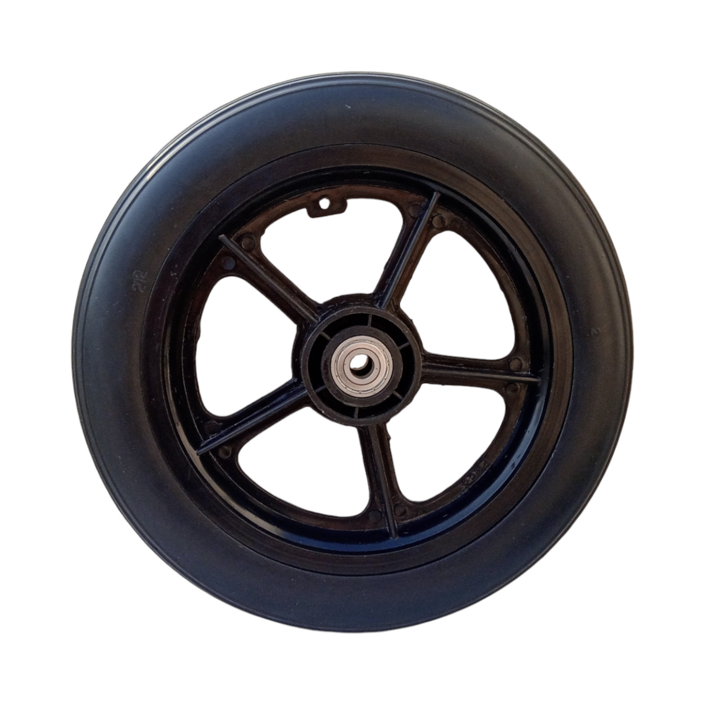 eOnekart 12 Inch Rear PU Hub PVC Wheel Replacement for Wheelchair With Bearing | Puncture Proof Solid Tire | Black (Pack of 2)