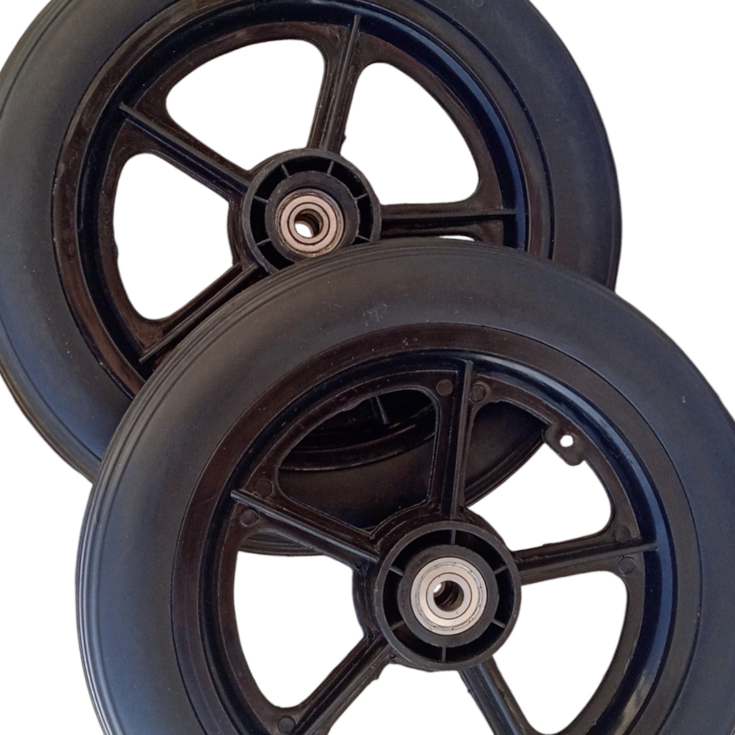 eOnekart 12 Inch Rear PU Hub PVC Wheel Replacement for Wheelchair With Bearing | Puncture Proof Solid Tire | Black (Pack of 2)