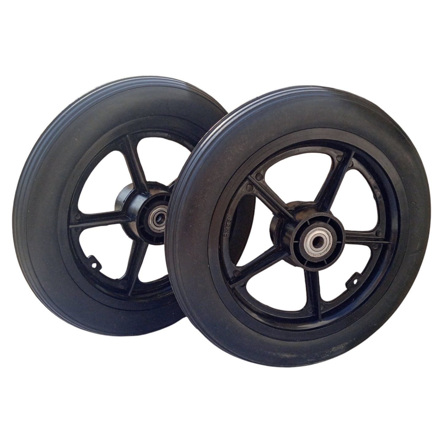 eOnekart 12 Inch Rear PU Hub PVC Wheel Replacement for Wheelchair With Bearing | Puncture Proof Solid Tire | Black (Pack of 2)
