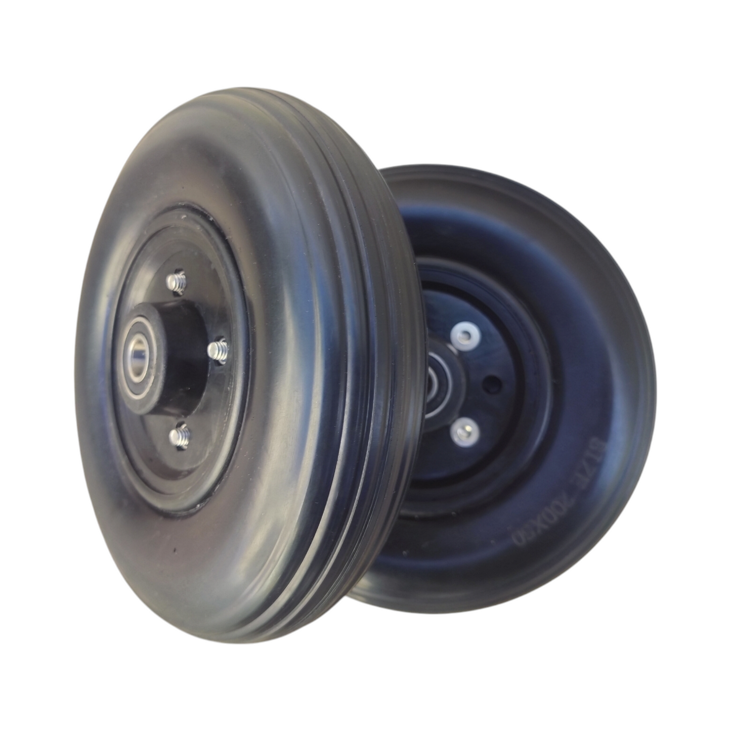 8 Inch (200×50) Front Caster Wheel for Electric Wheelchair With Bearing (Pack of 2) - Black