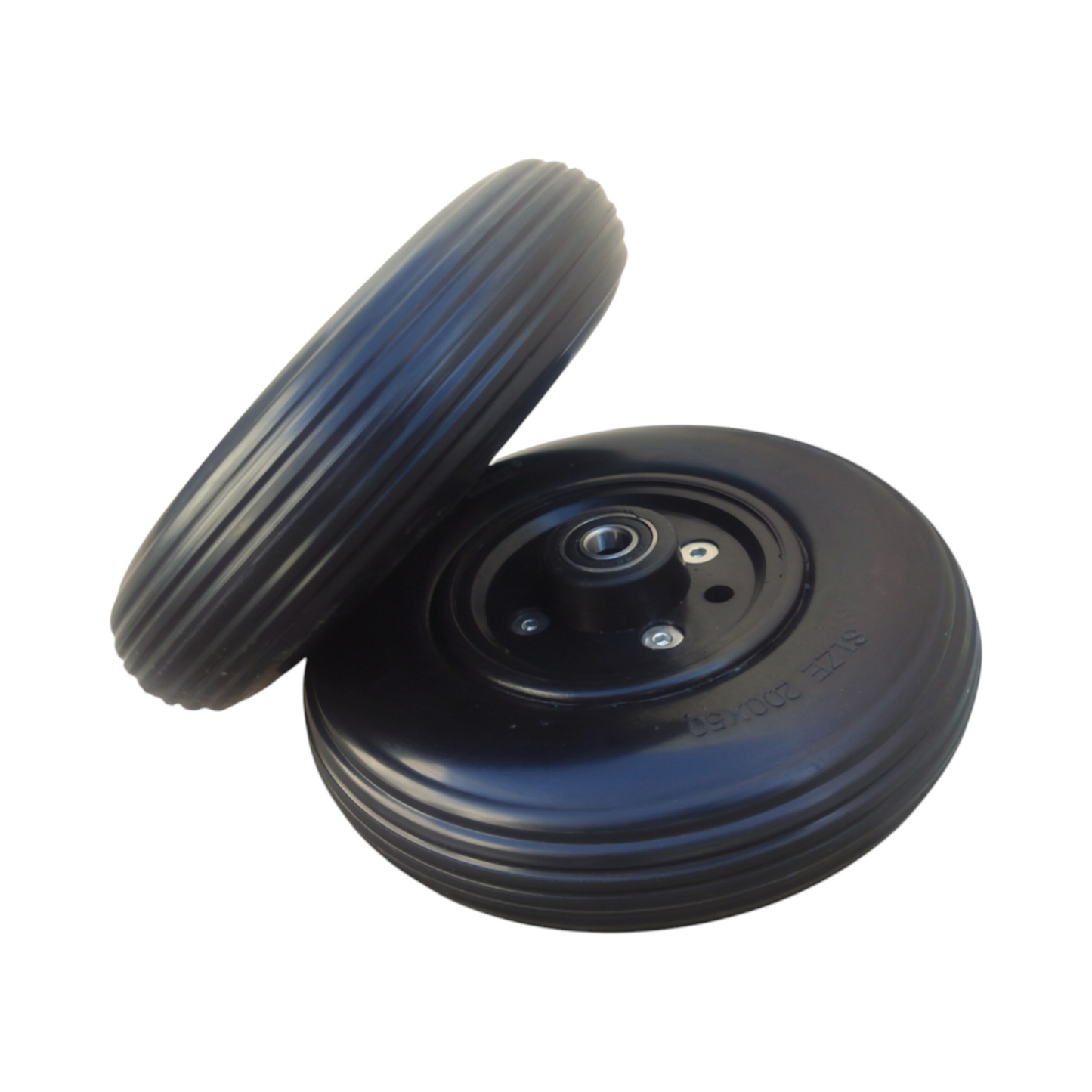 8 Inch (200×50) Front Caster Wheel for Electric Wheelchair With Bearing (Pack of 2) - Black