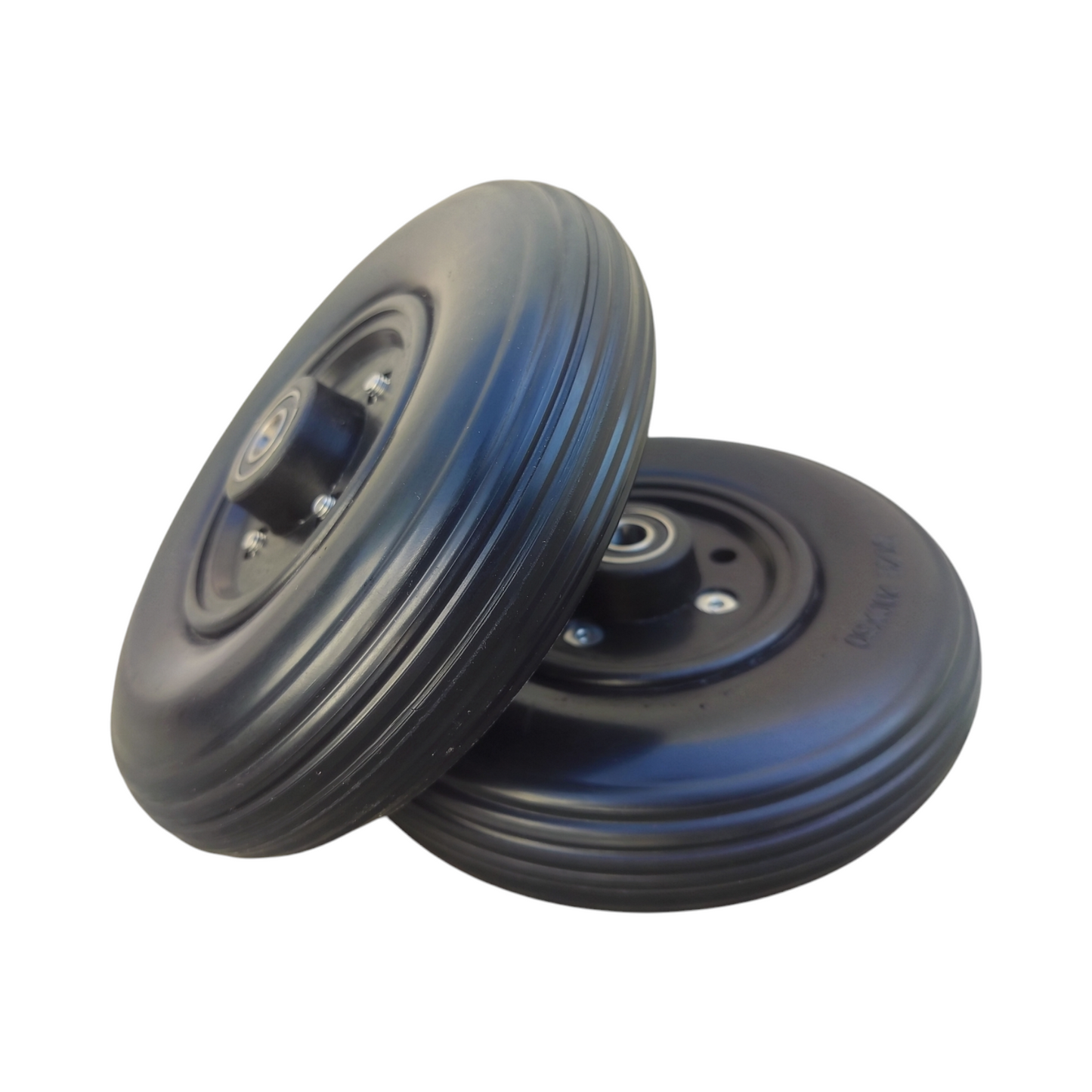 8 Inch (200×50) Front Caster Wheel for Electric Wheelchair With Bearing (Pack of 2) - Black