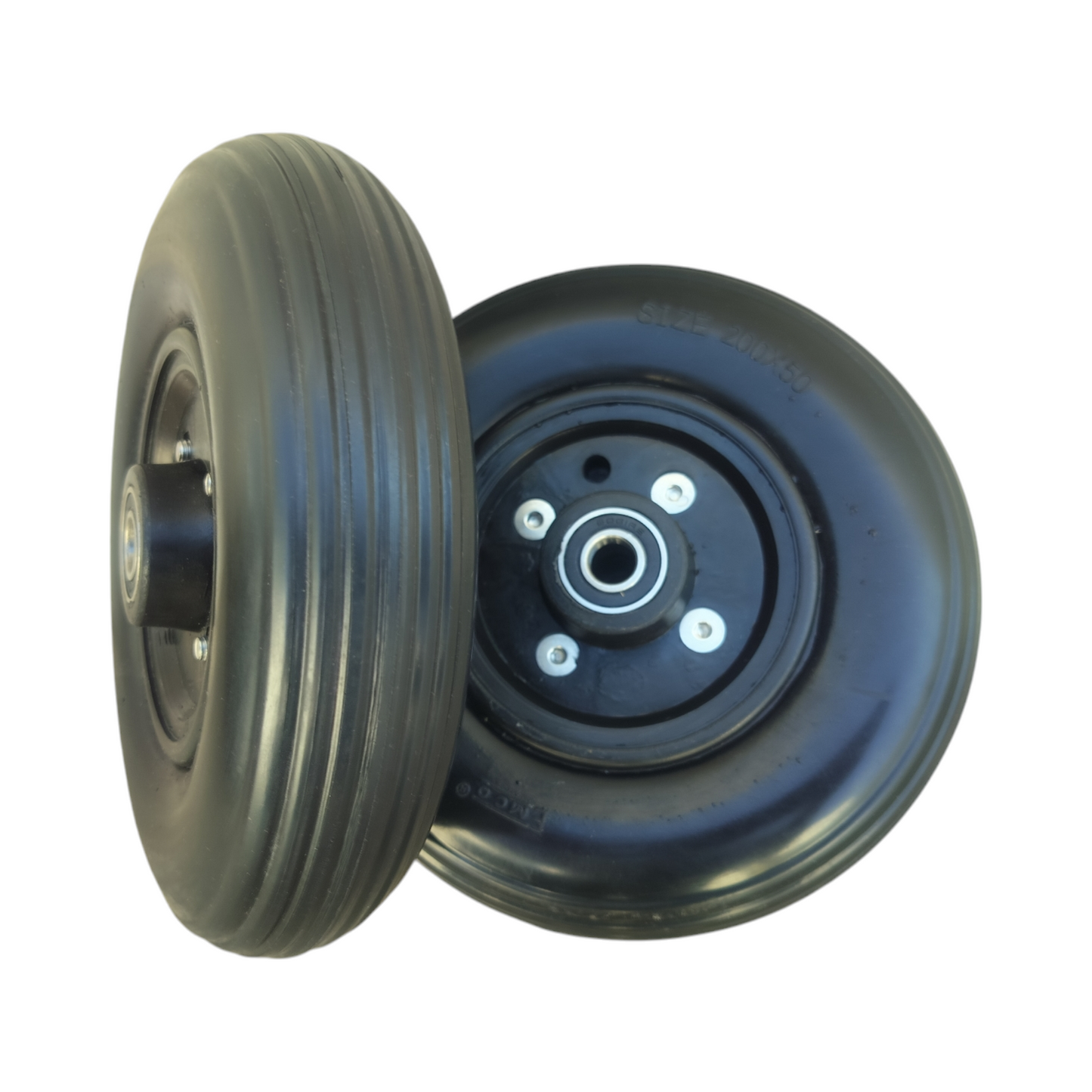 8 Inch (200×50) Front Caster Wheel for Electric Wheelchair With Bearing (Pack of 2) - Black