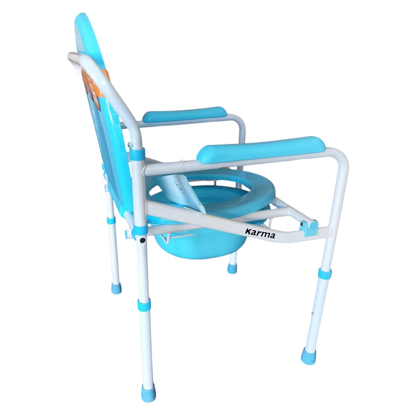Karma Aqua-2 Bedside Commode Chair for Adult Patient for Home Hospitals Clinics I Weight Capacity Upto 120kg I Height Adjustable I Foldable Toilet Seat - Blue