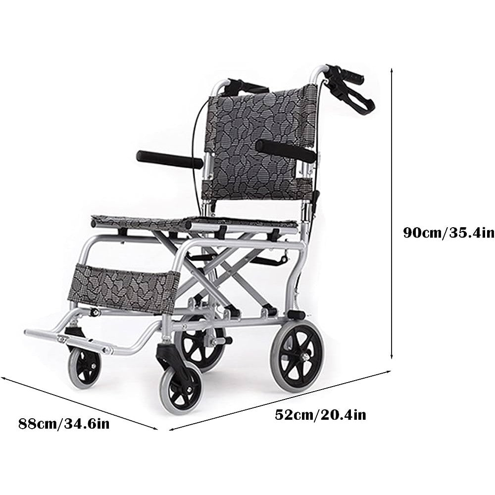 Ultralightweight Compact Foldable Portable Aluminum Transit Wheelchair With Travelling Carry Bag - Flip Up Footrests & Armrests | Attendant Propelled With Brake For Adults, Elderly & Children