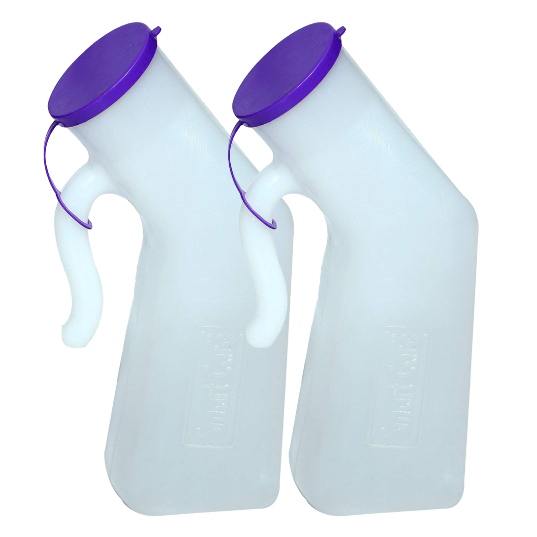 Unisex Urine Pot 2 IN 1 for Male & Female | Portable Comfortable & Hygienic - 1000ml | Urine Collector for Bed Patients (Pack of 2)