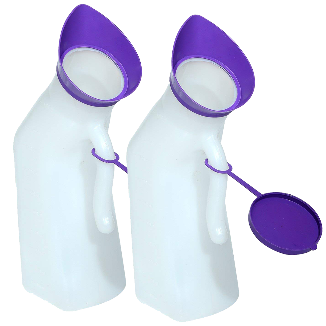 Unisex Urine Pot 2 IN 1 for Male & Female | Portable Comfortable & Hygienic - 1000ml | Urine Collector for Bed Patients (Pack of 2)