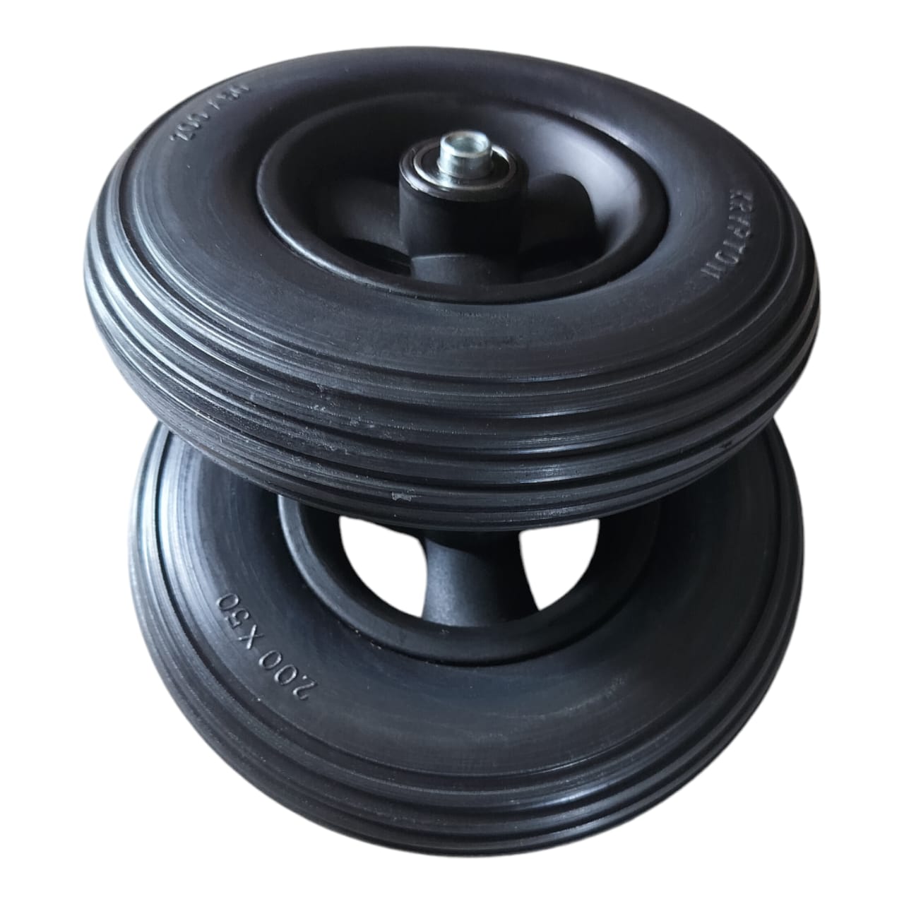 Premium Imported 8 Inch (200×50) Front Caster Wheel for Electric Wheelchair With Bearing (Pack of 2) - Black