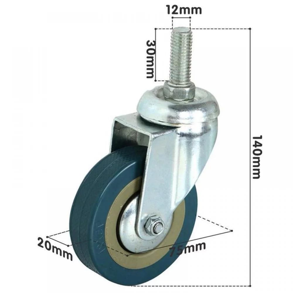 3 Inch Heavy-duty PVC Caster Wheel Without Break Lock For Commode Chair (Pack of 2)