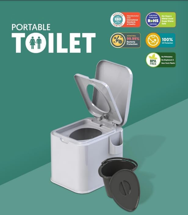 eOnekart Supremo Portable Commode Toilet Seat for Patients, Pregnant Ladies, Seniors & Handicap | Indoor/Outdoor/Traveling | Lightweight Durable | Weight Only 2.9Kg | Easy to Carry | Easy to Fit Indian Toilet