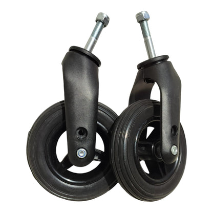 6 Inch (150×30) Wheelchair Wheel Complete With Fork Bearing & Nut Bolt | Height Adjustable | Black (Pack of 2)