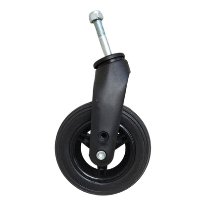 6 Inch (150×30) Wheelchair Wheel Complete With Fork Bearing & Nut Bolt | Height Adjustable | Black (Pack of 2)