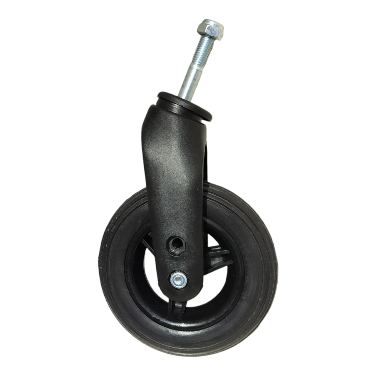 6 Inch (150×30) Wheelchair Wheel Complete With Fork Bearing & Nut Bolt | Height Adjustable | Black (Pack of 2)