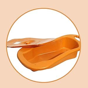 eOnekart Unisex Polypropylene Bed Pan I-25 with Lid – Full Size Adult Bedpan for Men & Women | Durable Leakproof Portable Bed Pan for Elderly, Patients & Bedridden Care | Easy Clean Medical Bedpan (Orange)