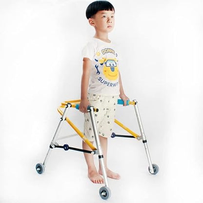 eOnekart CP Child Rollator Walker | Lightweight Foldable Reverse Walker for Kids | Soft Wheels | Aluminum Frame | Height Adjustable | Child Stand & Mobility Support for Cerebral Palsy