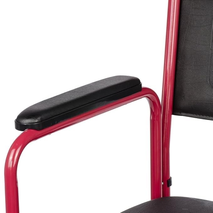 Rolling Commode Chair With Locking System Wheel With Commode Pot | Western Toilet & Portable Use | Removable Footrest | Flip-down Armrest (Seat Lift | Foldable Frame)