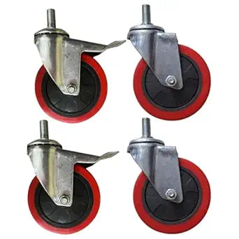 eOnekart 3 Inch Castor Wheel Complete Set 4Pcs with Thread | Replacement for Wheelchair & Mobility Equipment | Heavy Duty Durable Smooth Rolling Universal Front Wheel Spare Part | Quick Install