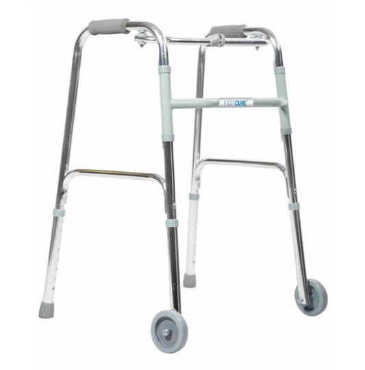 eOnekart Standard Walker with Wheels for Elderly, Lightweight Aluminium Foldable Walking Aid, Height Adjustable Adult Walker with Front Wheels, Senior Mobility Support & Post Surgery Rehabilitation