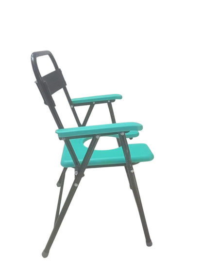 eOnekart Foldable Commode Chair for Adults & Seniors | Height Adjustable, Portable, Heavy-Duty Steel Frame, Bathroom Support Chair with Removable Pan for Patients, Disabled & Pregnant Women
