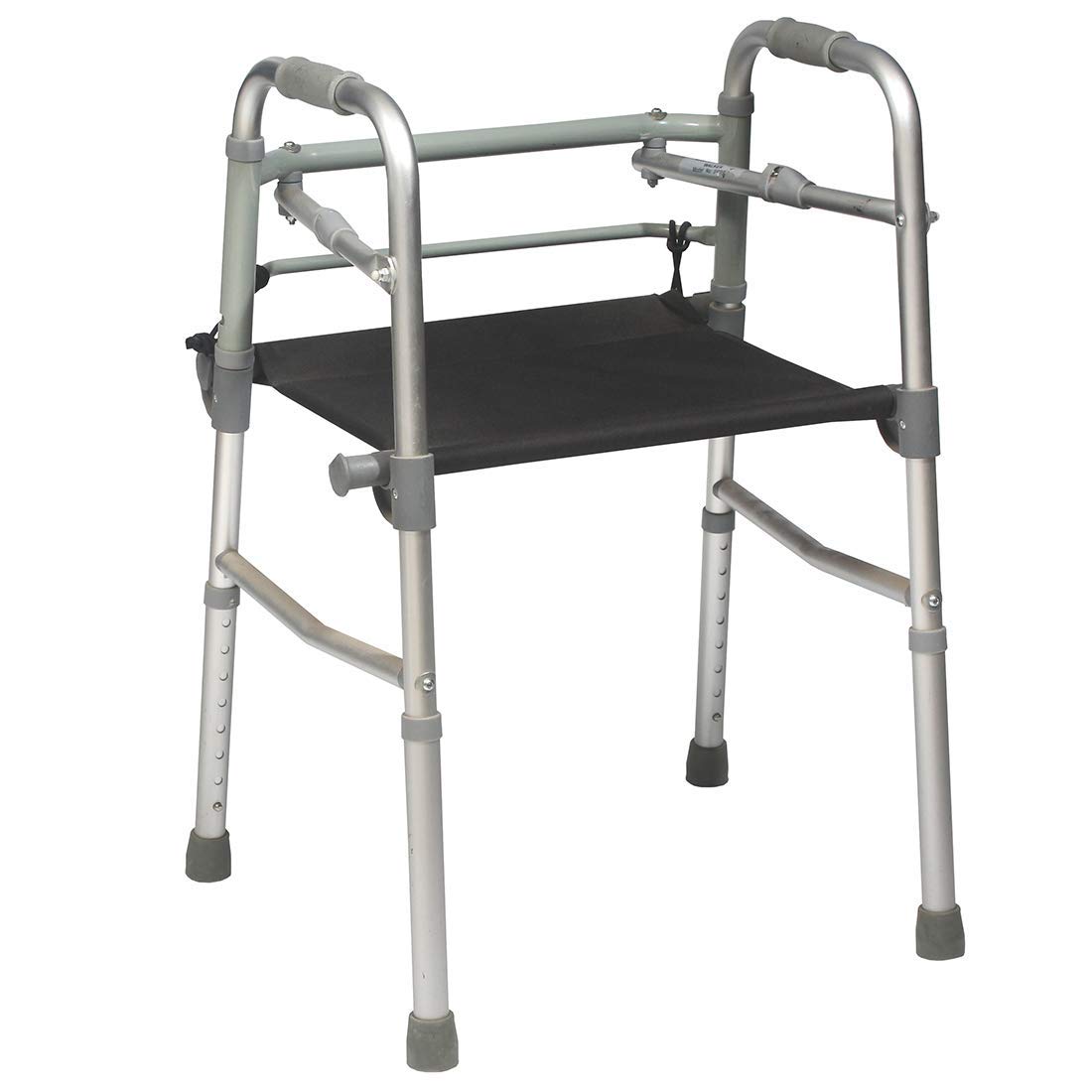 Aluminium Height Adjustable Folding Walker With Seat | Lightweight Portable | Handle Grip | Easy to Use